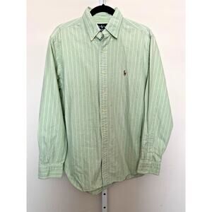 Ralph Lauren Oxford Shirt Light Green Stripe Classic Fit 16 34/35 EUC